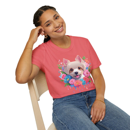 Unisex Gildan Softstyle Animal Print Dog Shirt Tee 100 Percent Cotton