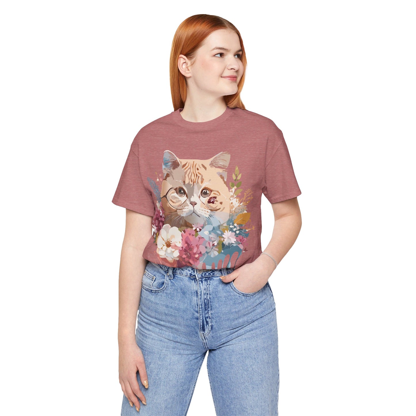 Natural Cotton Tee Shirt with Cat