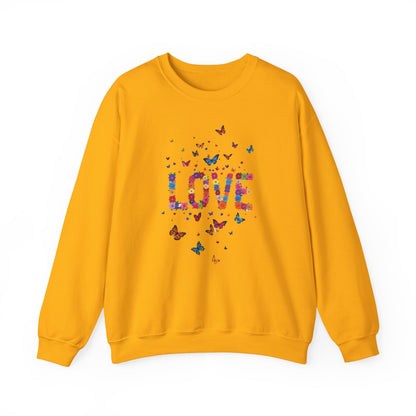 Unisex Floral Love Sweatshirt Fifty Fifty Cotton Poly Valentines Day