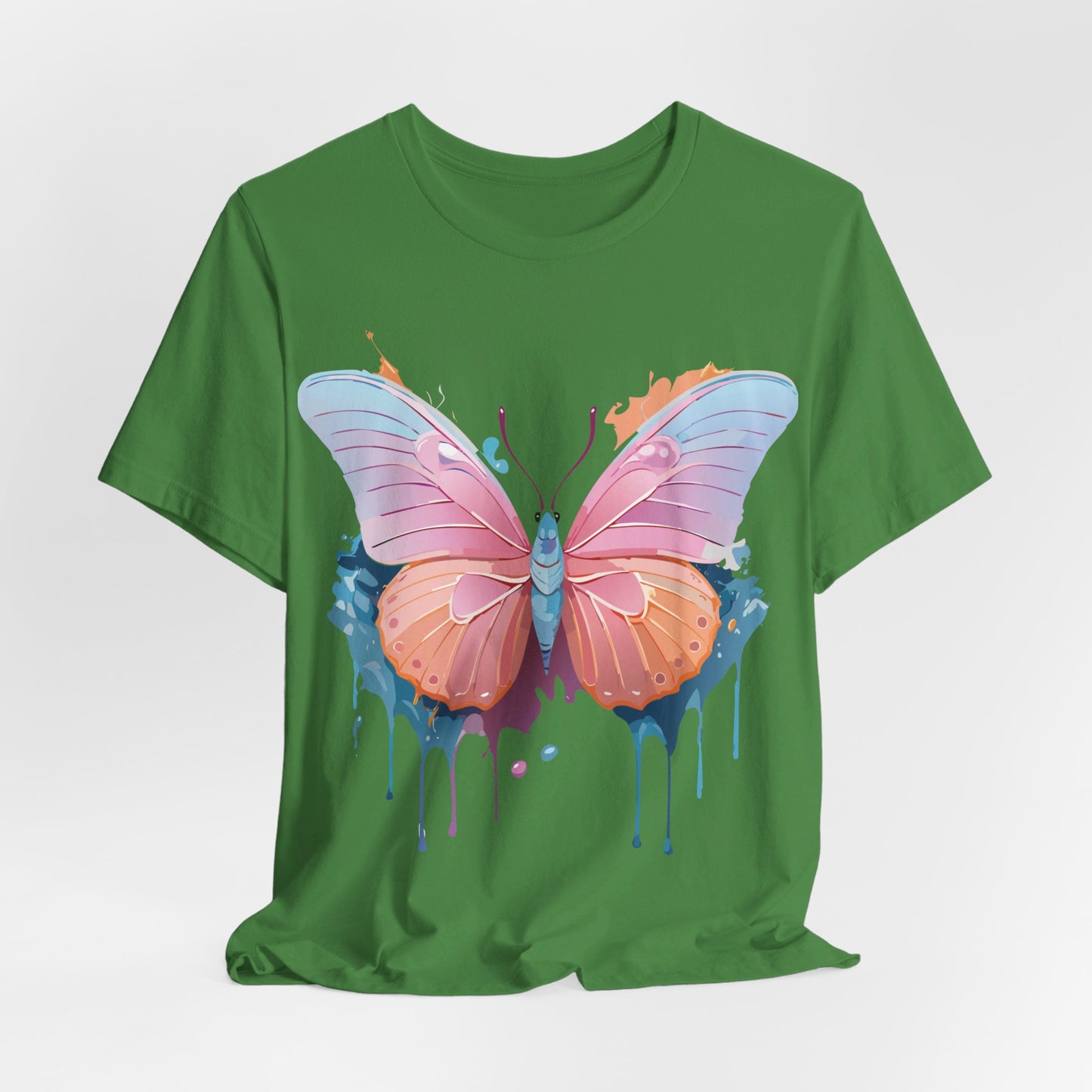 Natural Cotton Tee Shirt with Butterfly