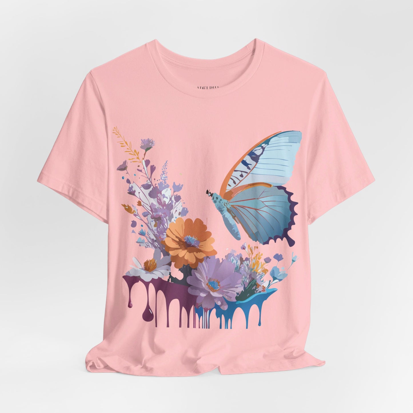 Natural Cotton Tee Shirt with Butterfly