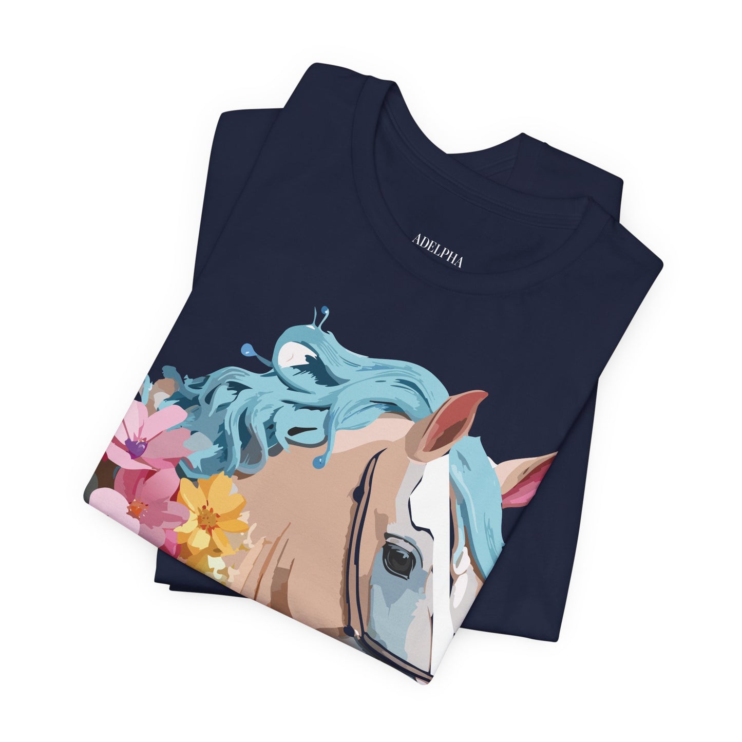 Natural Cotton Tee Shirt with Horse