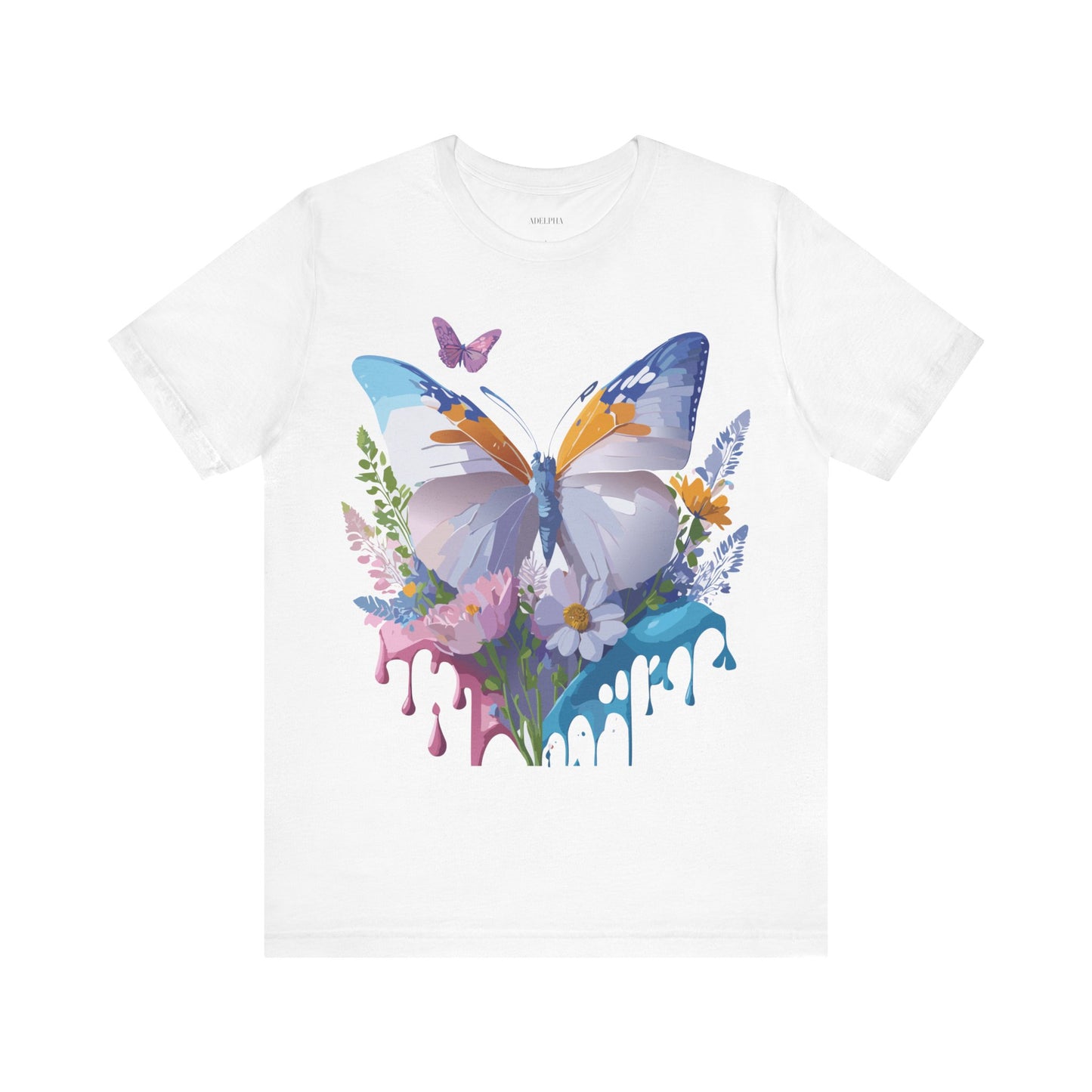 Natural Cotton Tee Shirt with Butterfly