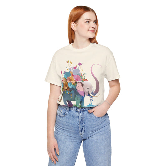 Natural Cotton Tee Shirt with Elephant Printify