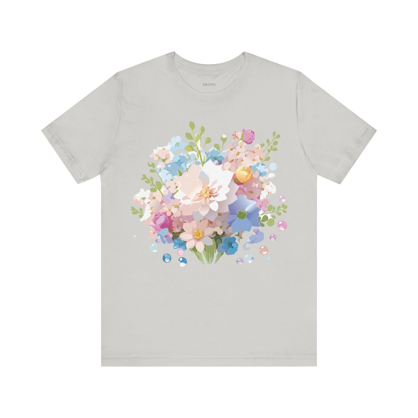 Natural Cotton Tee Shirt with Flowers