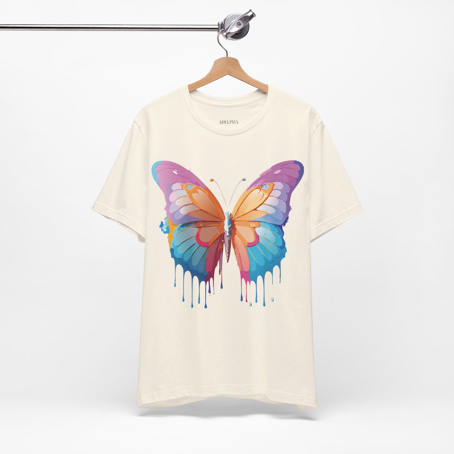 Natural Cotton Tee Shirt with Butterfly