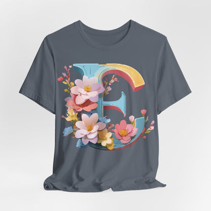 Natural Cotton Tee Shirt - Letters Collection - E Printify