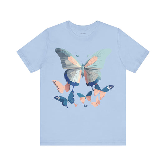 Natural Cotton Tee Shirt with Butterfly