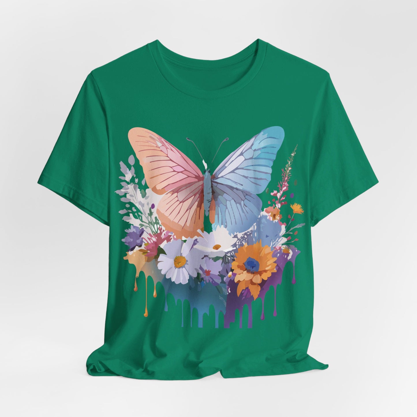 Natural Cotton Tee Shirt with Butterfly