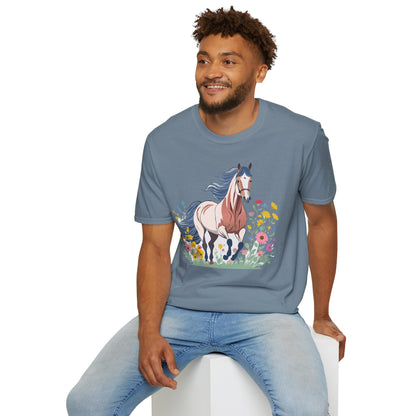 Unisex Horse Tee Softstyle Cotton Shirt With Animals Design Graphic