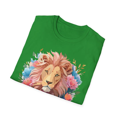 Lion Shirt Unisex Floral Lion Tee 100 Percent Cotton Softstyle Gildan 64000