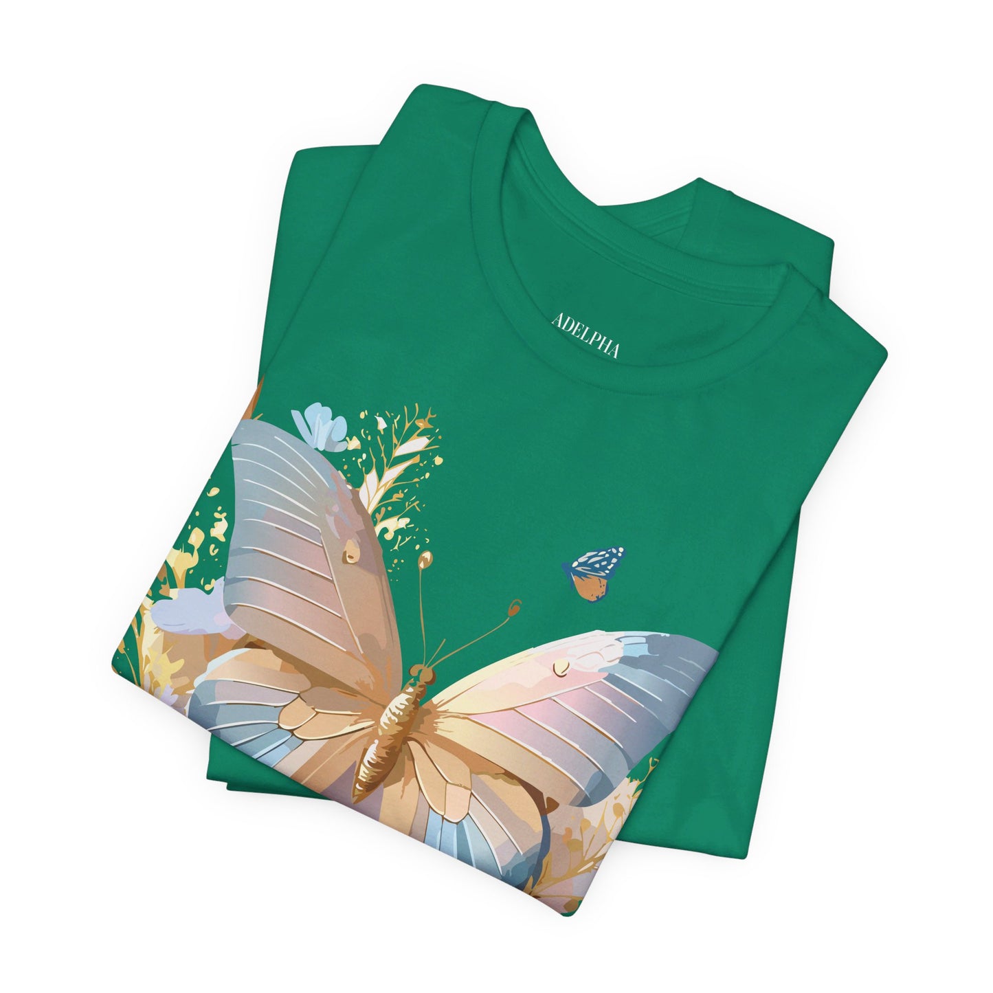 Natural Cotton Tee Shirt with Butterfly