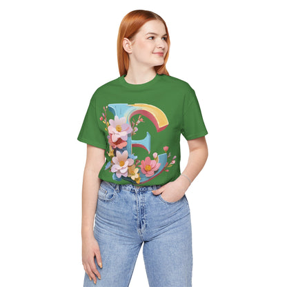 Natural Cotton Tee Shirt - Letters Collection - E Printify