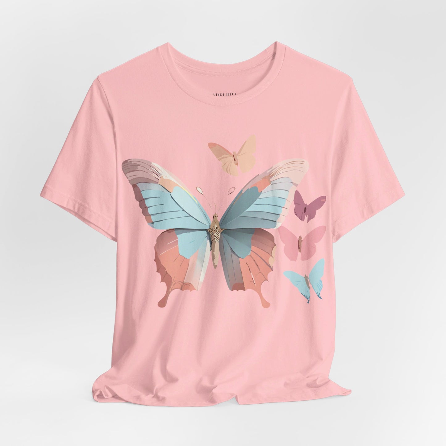 Natural Cotton Tee Shirt with Butterfly