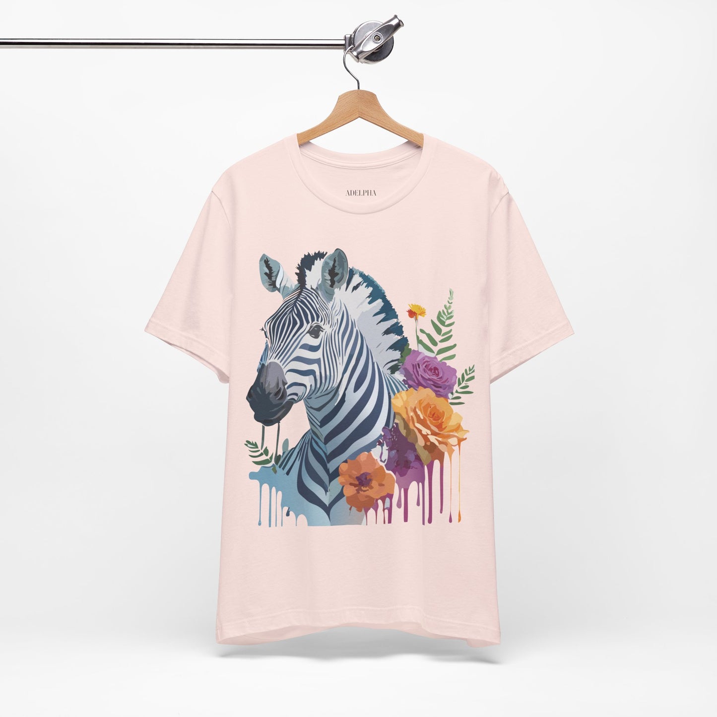 Natural Cotton Tee Shirt with Zebra