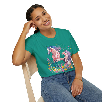 Horse Shirt Unisex Tee Animal Print Gildan Softstyle 64000 Ring Spun Cotton