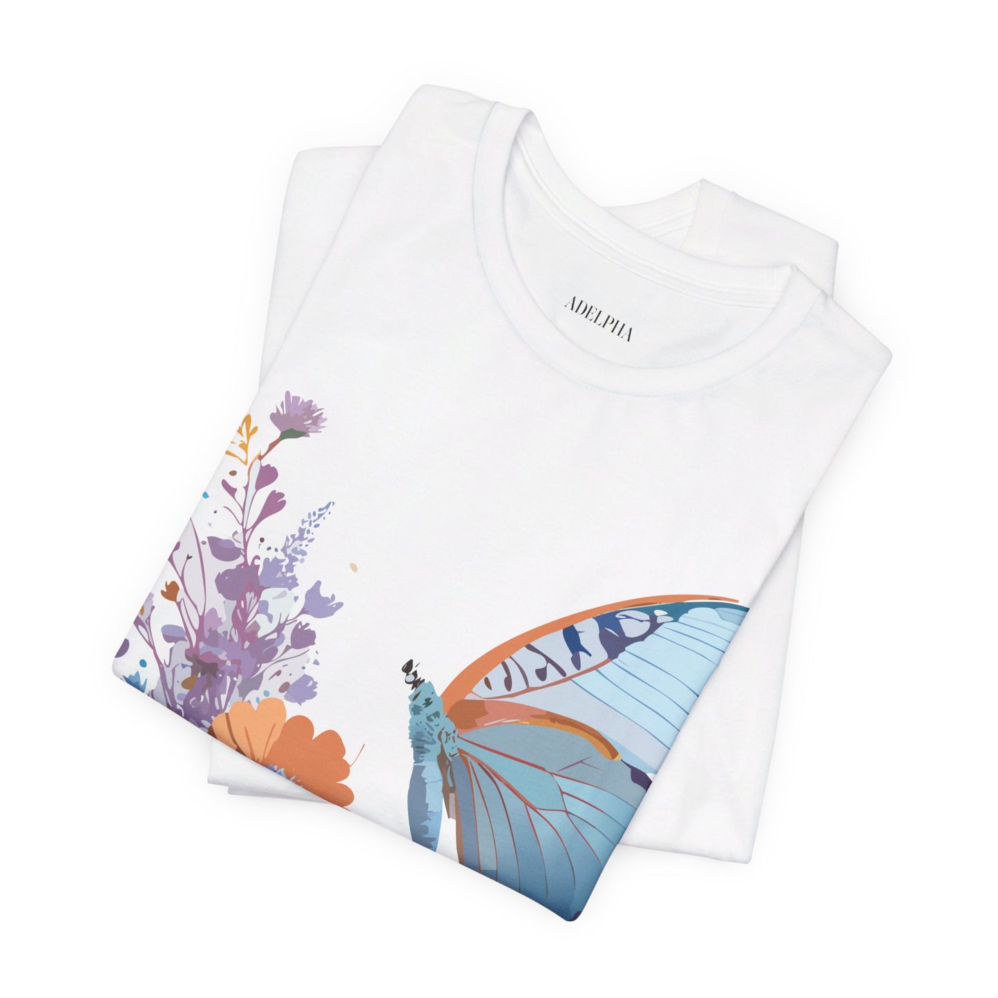 Natural Cotton Tee Shirt with Butterfly