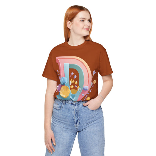 Natural Cotton Tee Shirt - Letters Collection - D Printify
