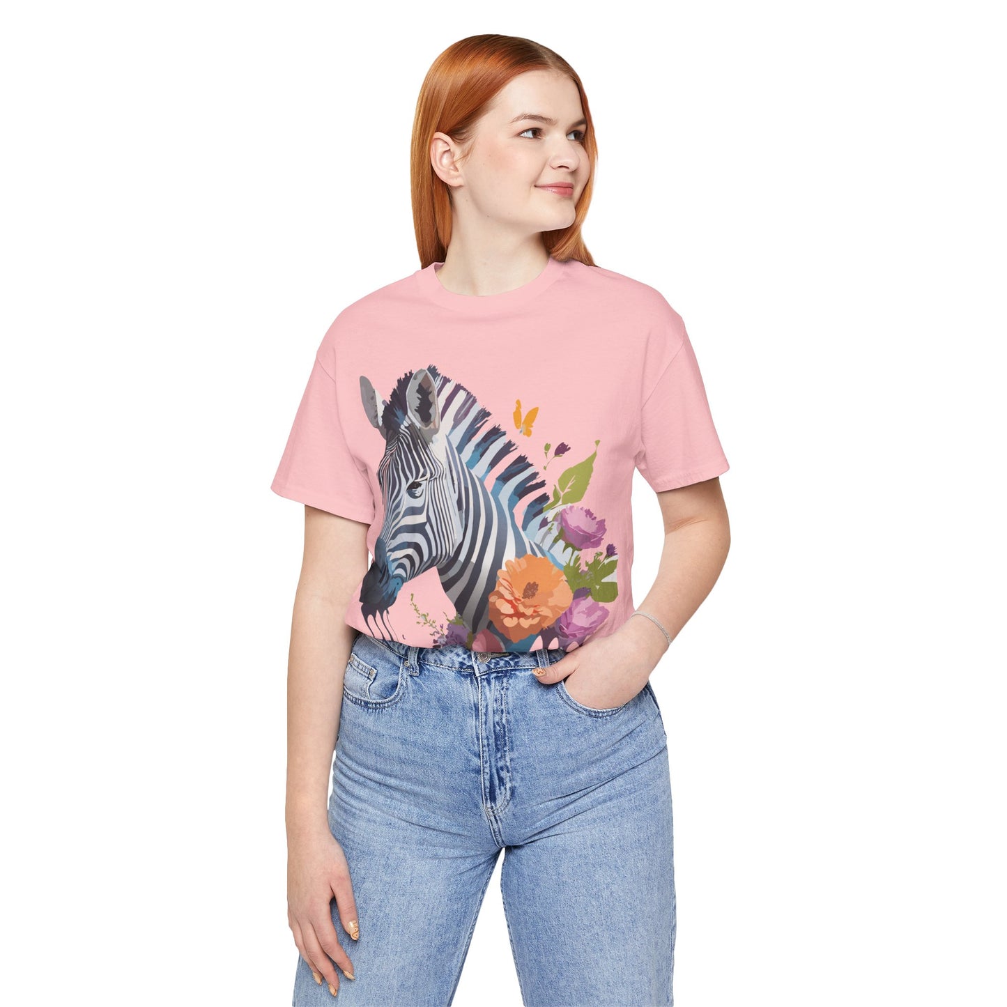 Natural Cotton Tee Shirt with Zebra