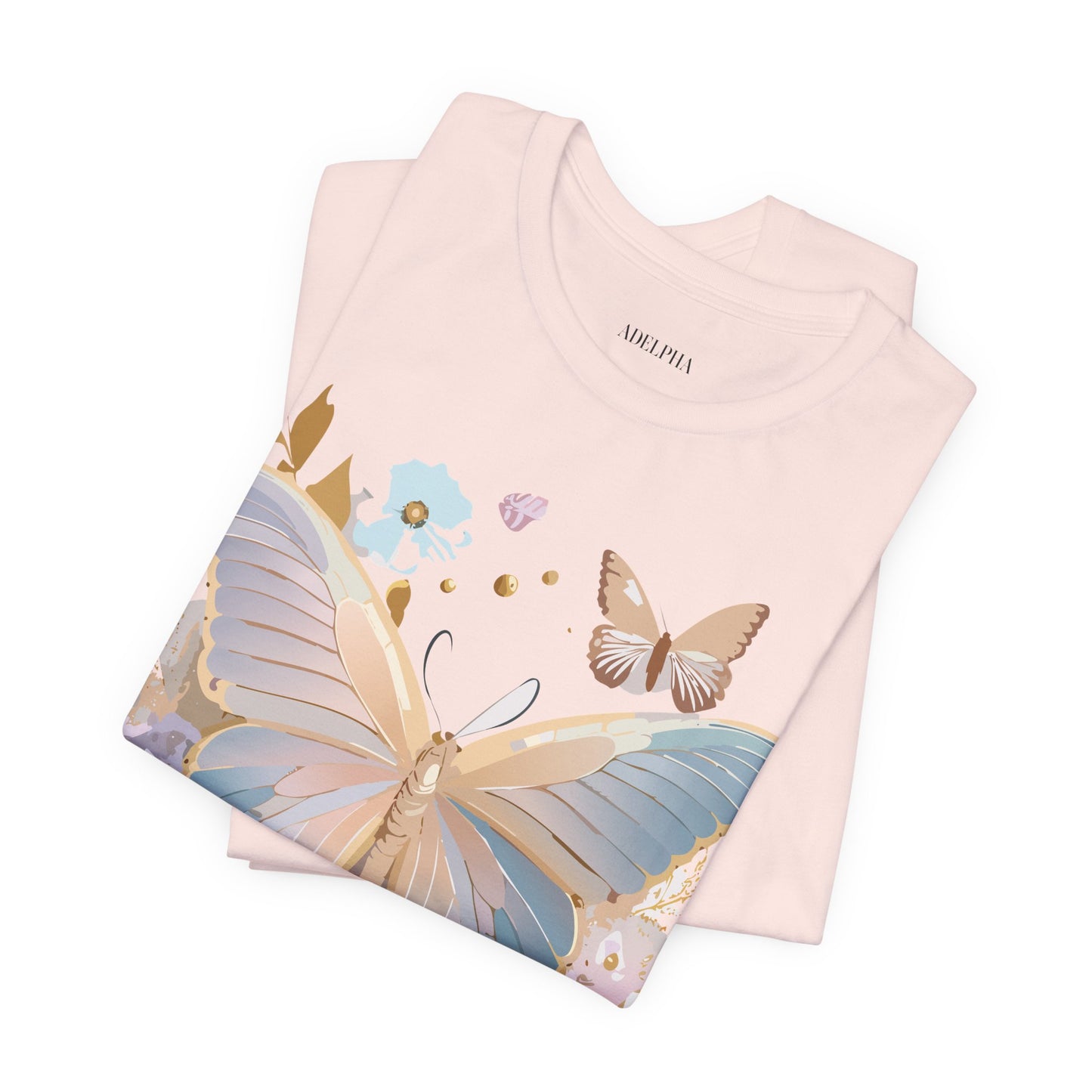 Natural Cotton Tee Shirt with Butterfly