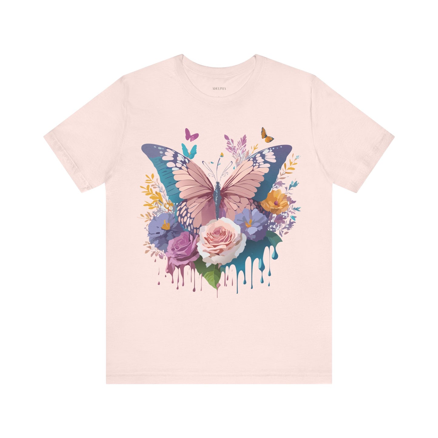 Natural Cotton Tee Shirt with Butterfly