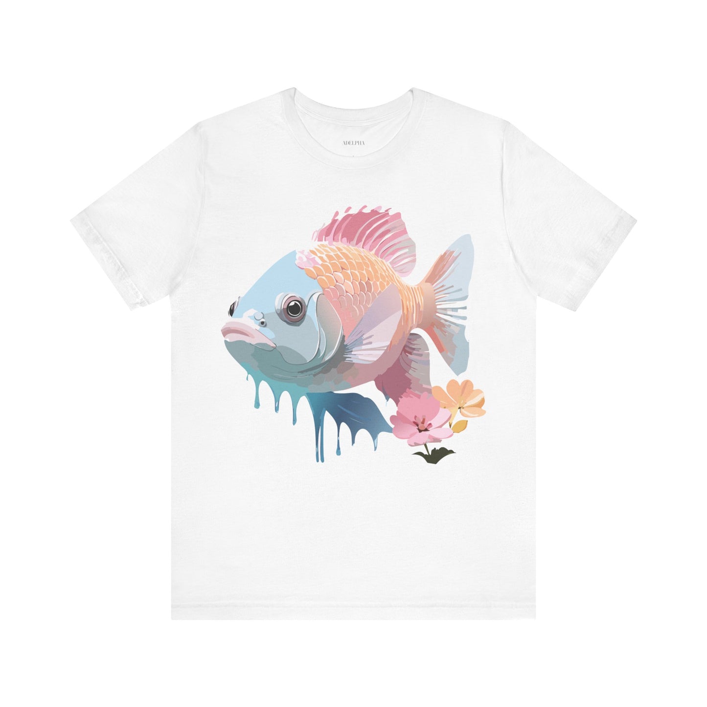 Natural Cotton Tee Shirt with Fish