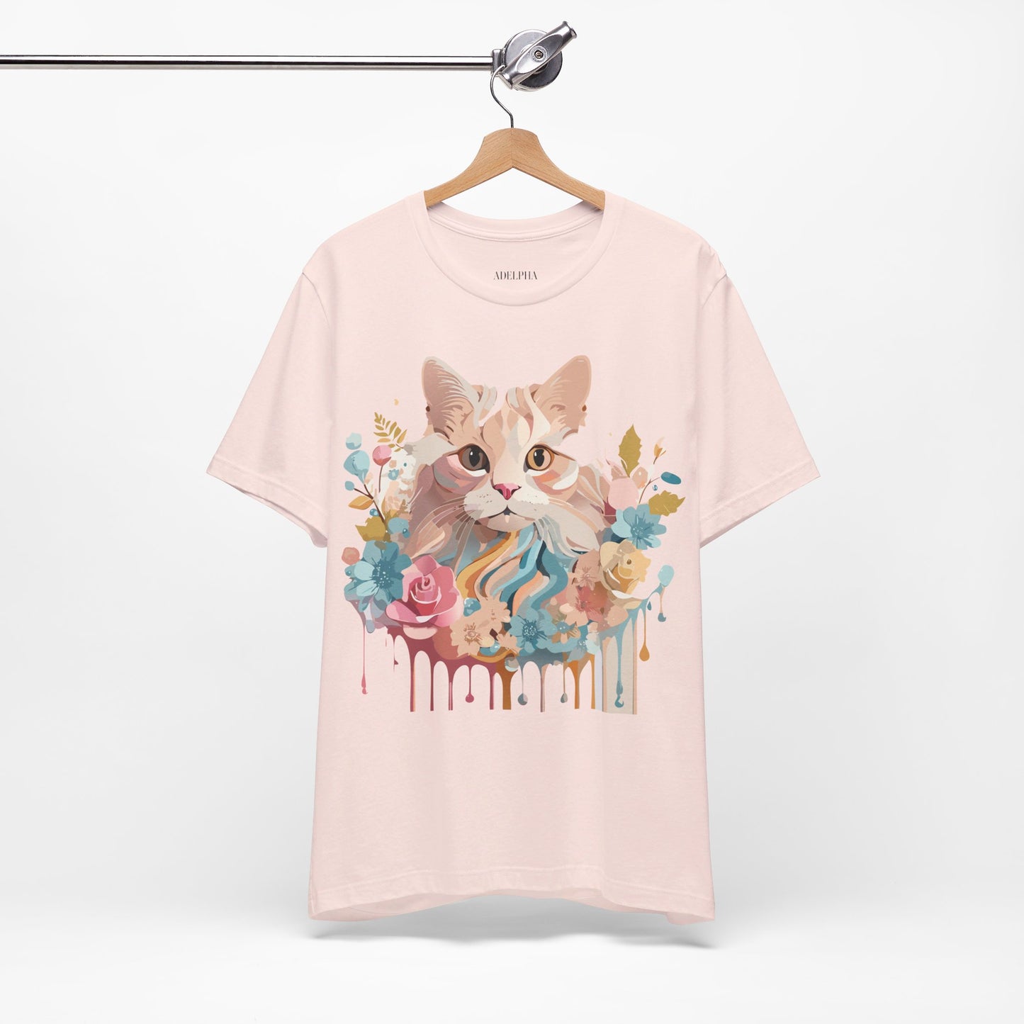 Natural Cotton Tee Shirt with Cat