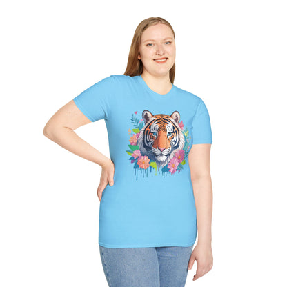 Tiger Themed Unisex Cotton Short Sleeve T Shirt Animal Print Tee