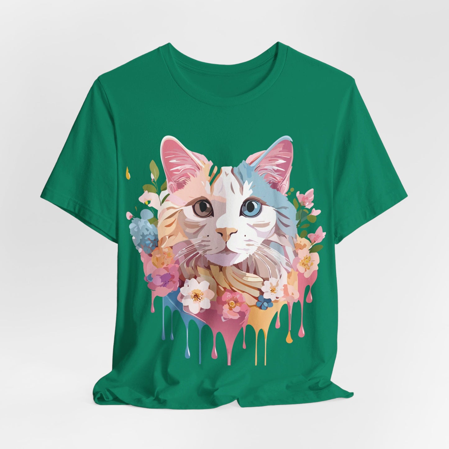 Natural Cotton Tee Shirt with Cat