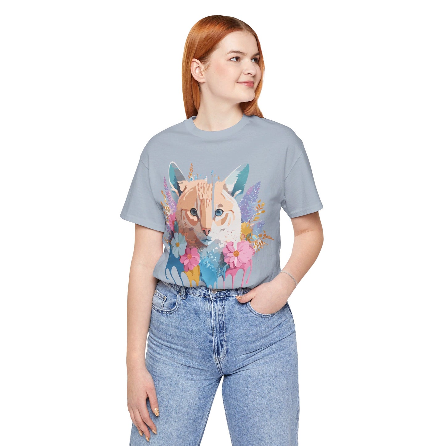 Natural Cotton Tee Shirt with Cat