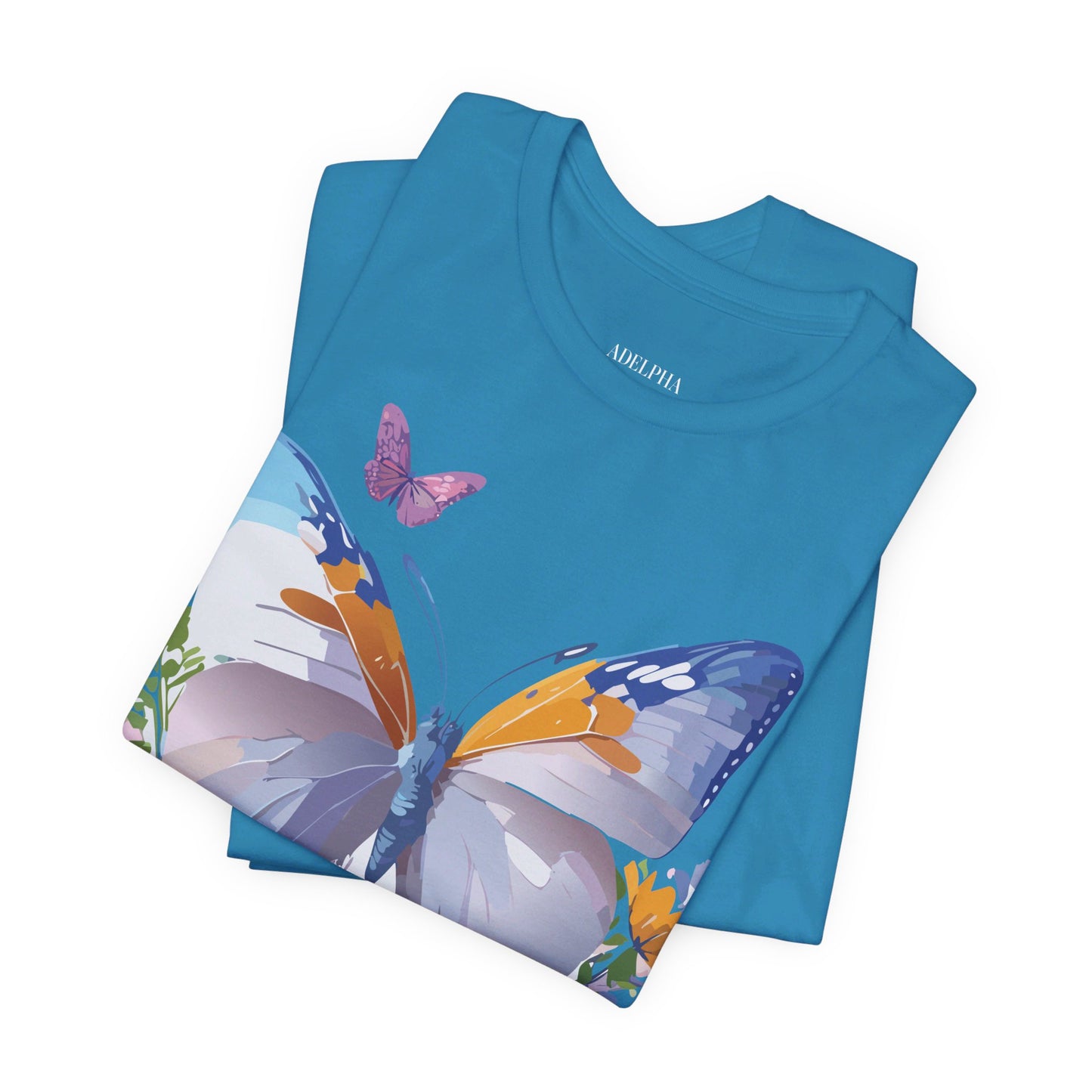 Natural Cotton Tee Shirt with Butterfly