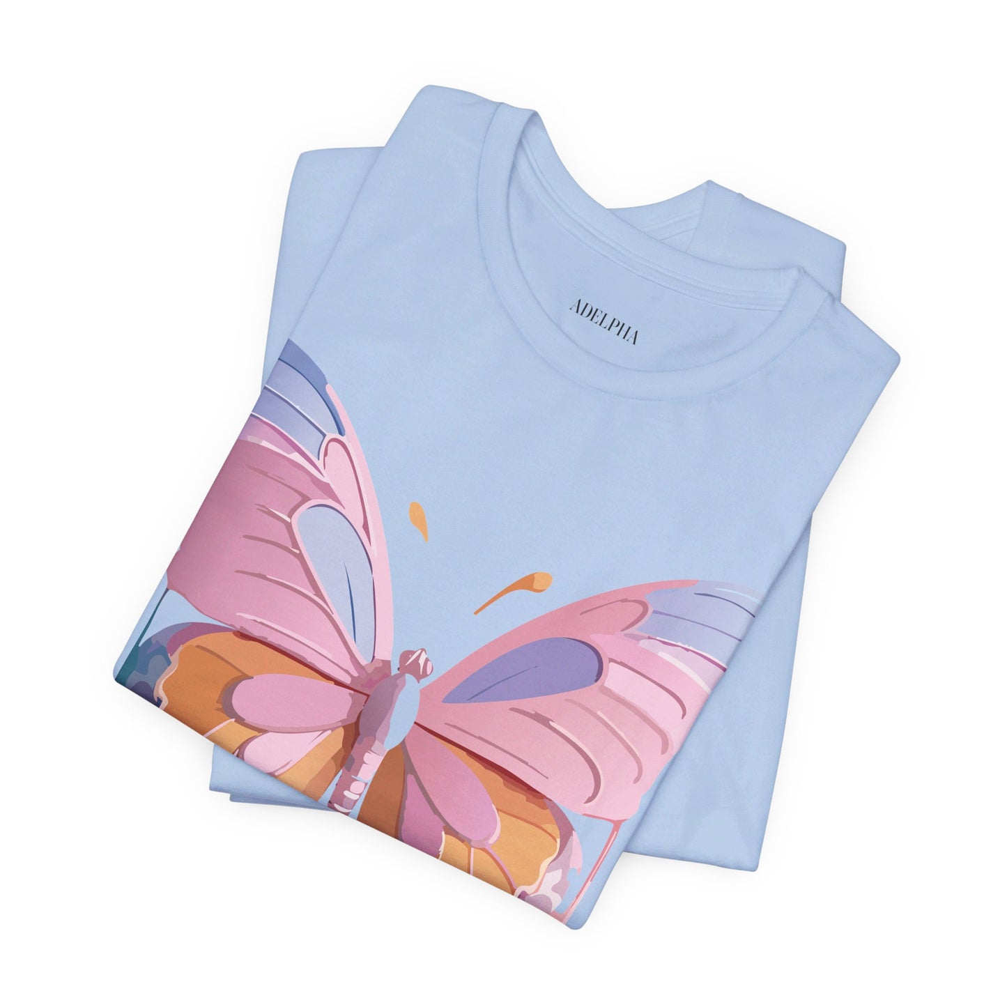 Natural Cotton Tee Shirt with Butterfly