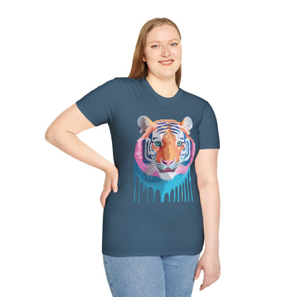 Tiger Print Unisex Softstyle Breathable Cotton Tee 64000 Gildan Shirt