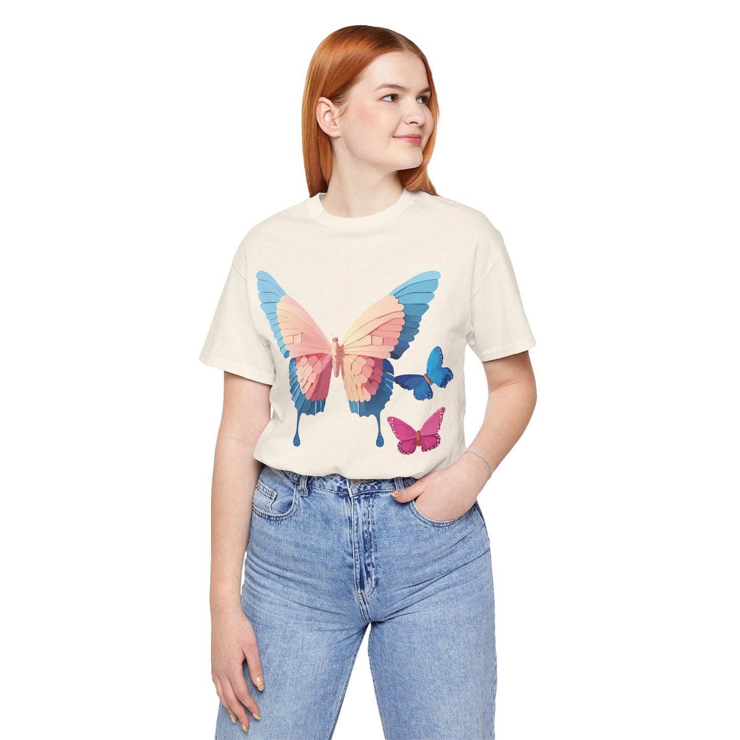 T-shirt en coton naturel avec papillon