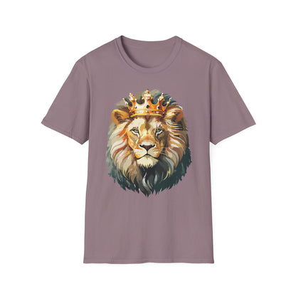 Unisex Lion Print T Shirt Softstyle 64000 One Hundred Percent Ring Spun Cotton