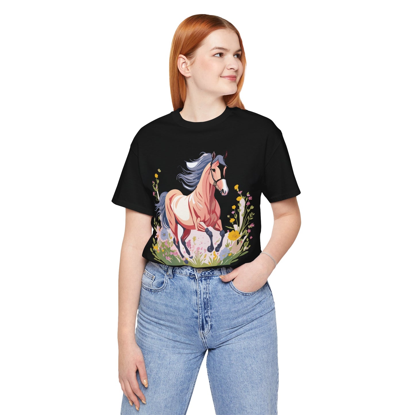 Natural Cotton Tee Shirt with Horse