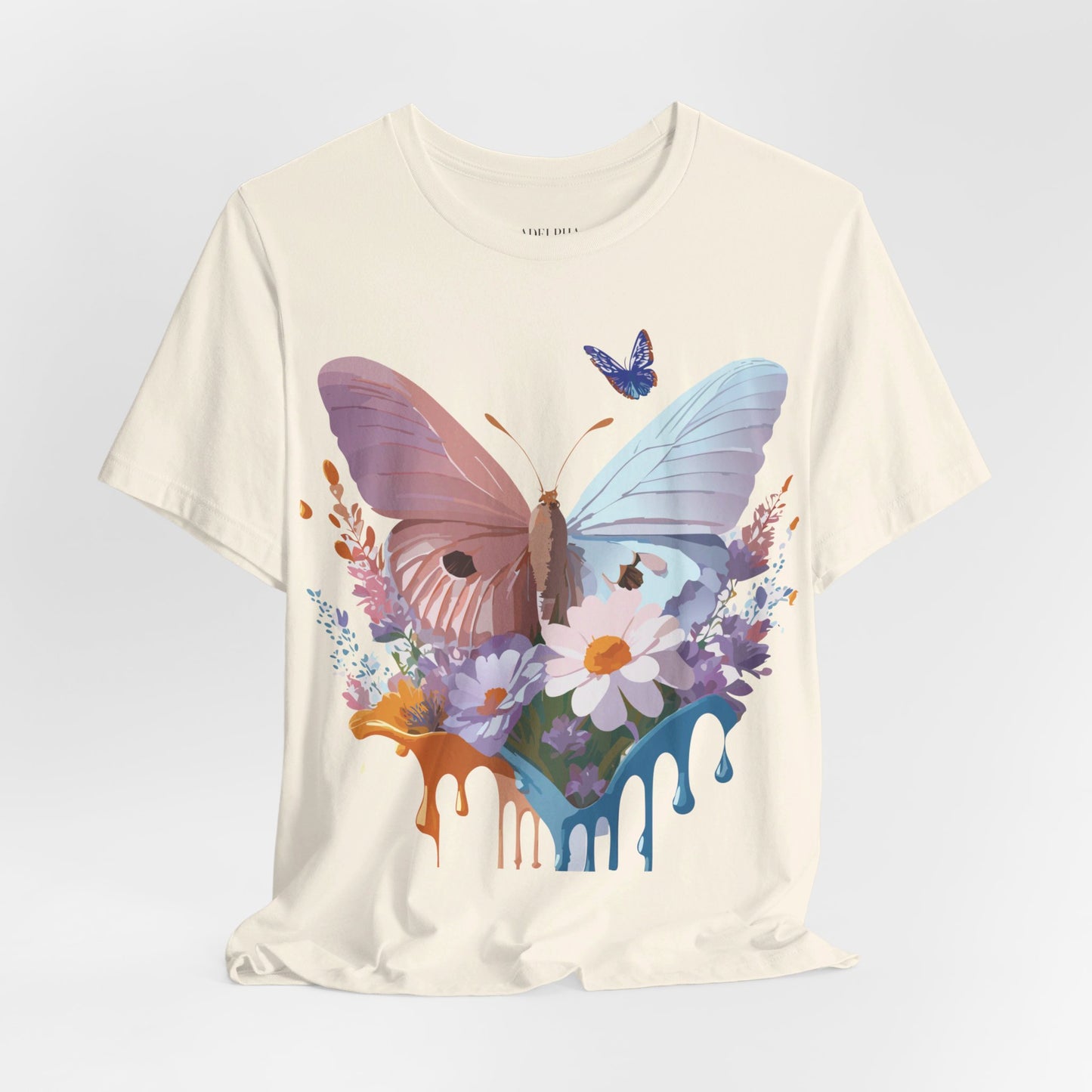 Natural Cotton Tee Shirt with Butterfly