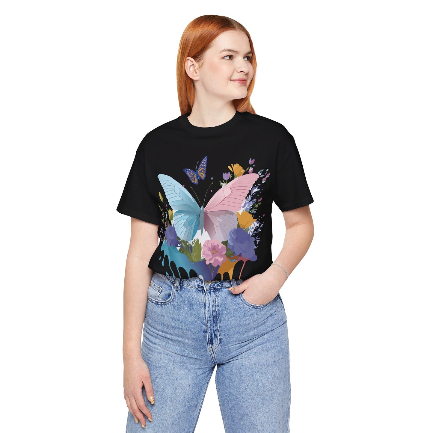 Natural Cotton Tee Shirt with Butterfly