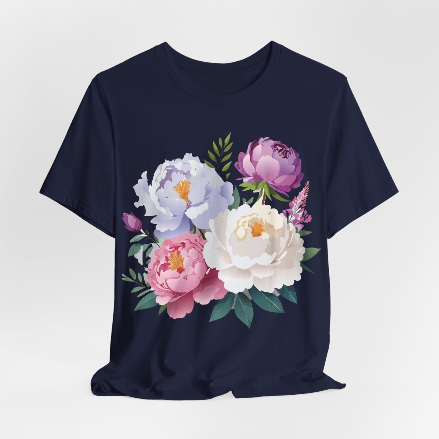 T-shirt en coton naturel avec fleurs