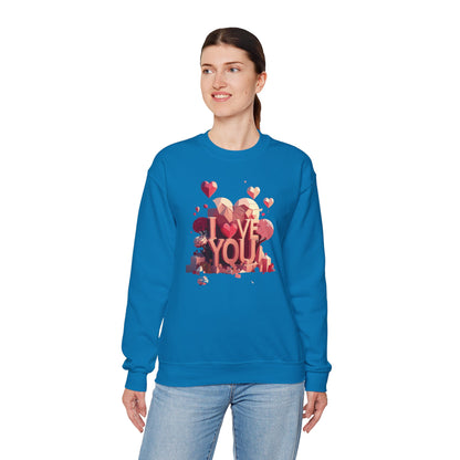 Unisex Heart Love Sweatshirt Floral Valentines Day Cotton Poly Fifty Fifty Blend