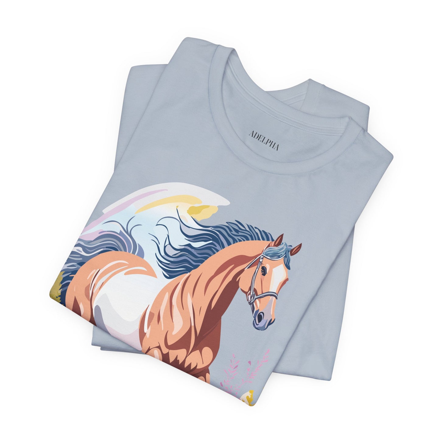 Natural Cotton Tee Shirt with Horse