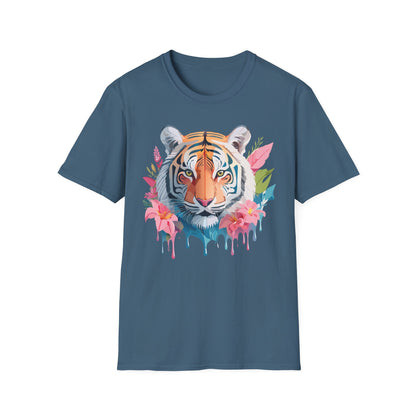 Tiger Print Unisex Softstyle T Shirt Short Sleeve Gildan 64000 Tee