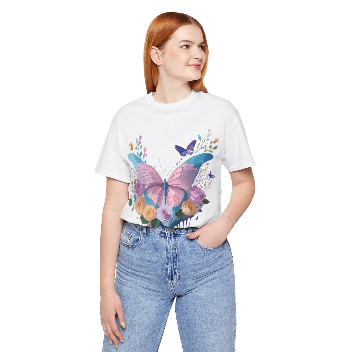 T-Shirt aus natürlicher Baumwolle mit Schmetterling