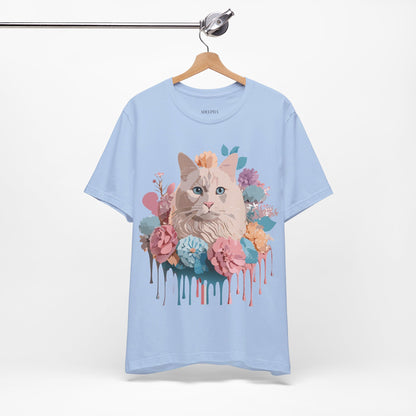 Natural Cotton Tee Shirt with Cat Printify
