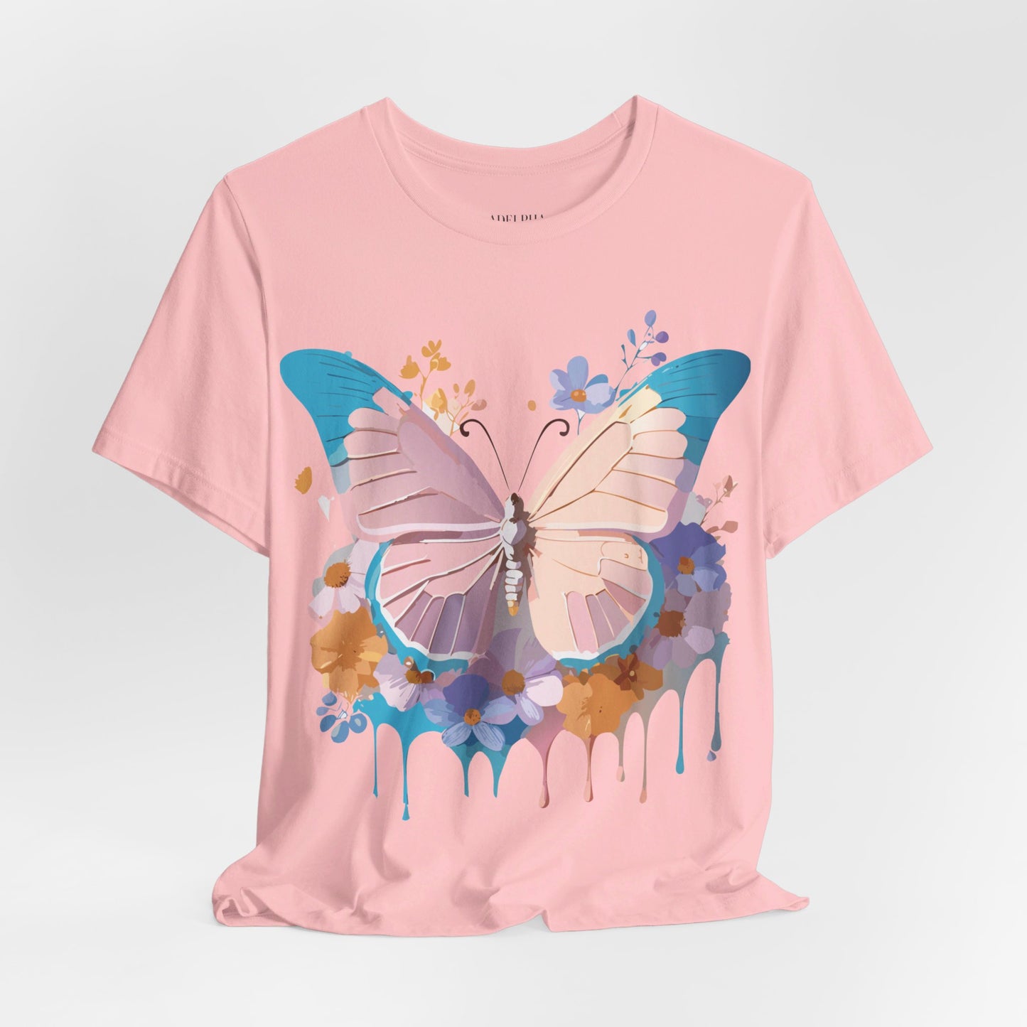 Natural Cotton Tee Shirt with Butterfly