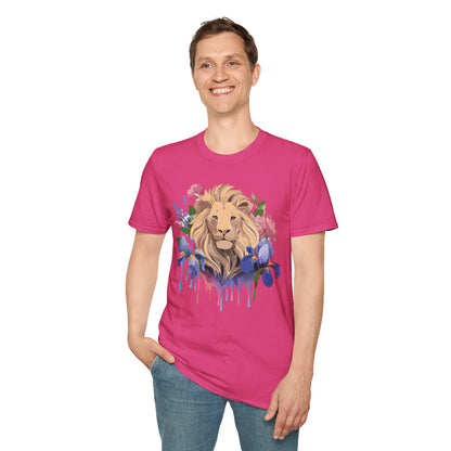 Unisex Softstyle Lion Shirt Floral Lion Tee Animal Print Graphic Tee
