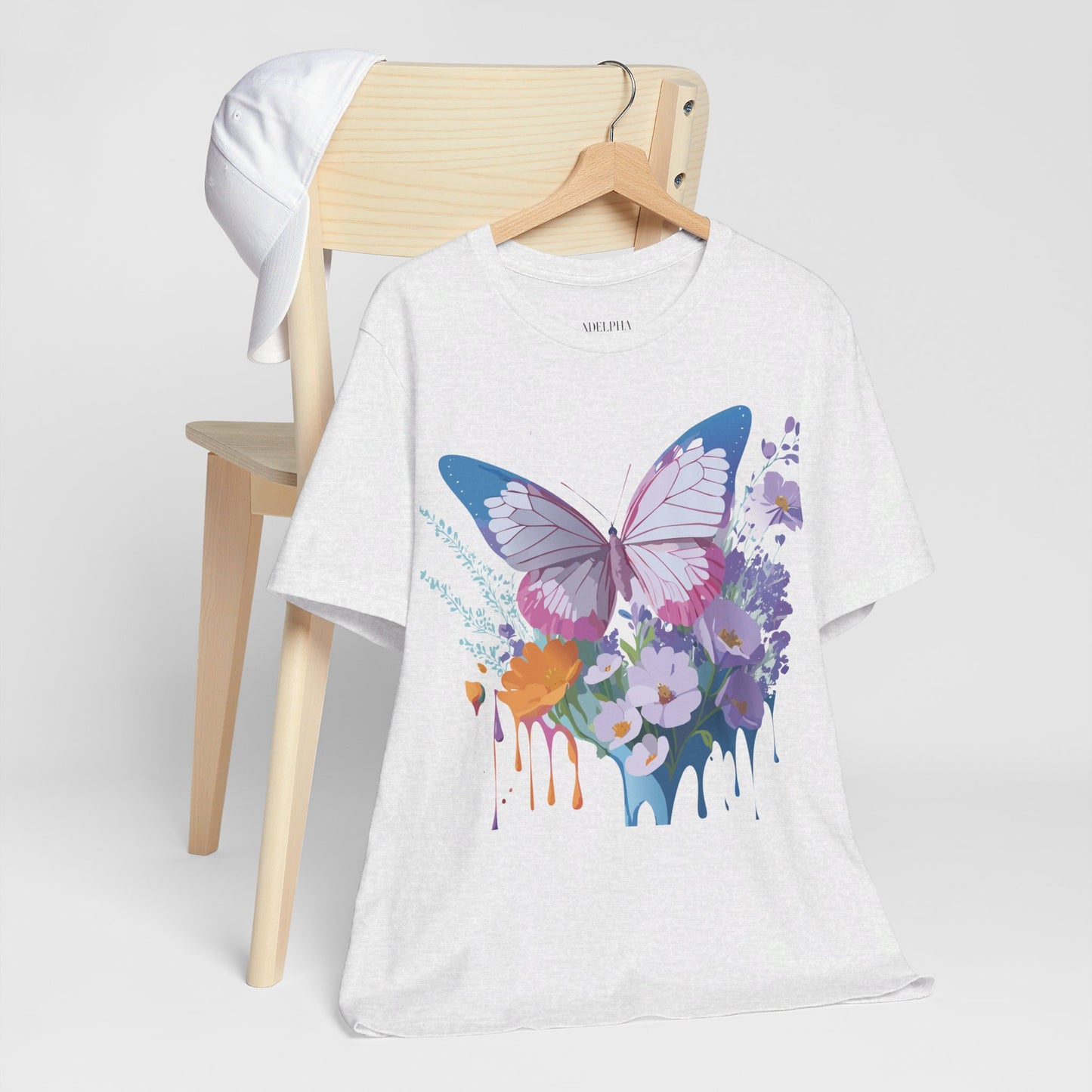 Natural Cotton Tee Shirt with Butterfly