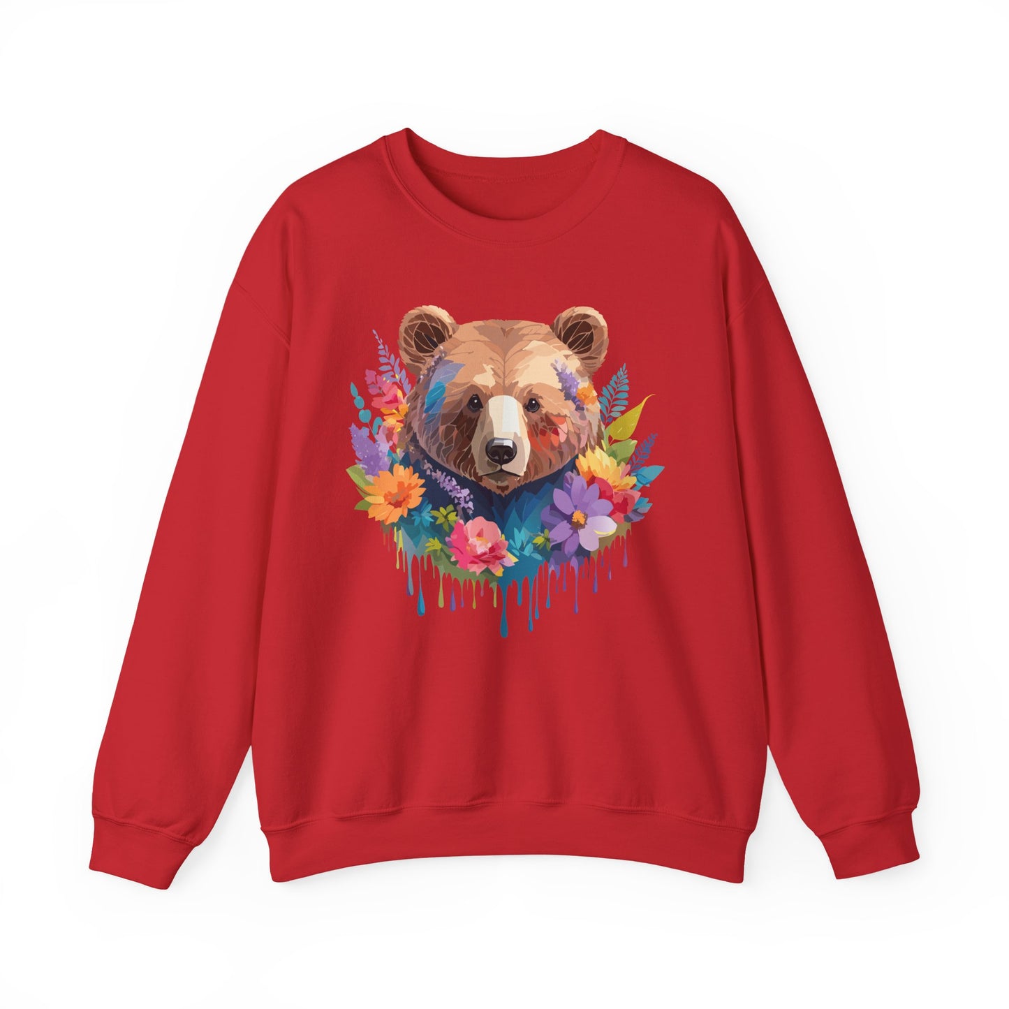 Unisex Floral Bear Sweatshirt, Animals Sweatshirt, Floral Sweatshirt, Art Design Sweatshirt