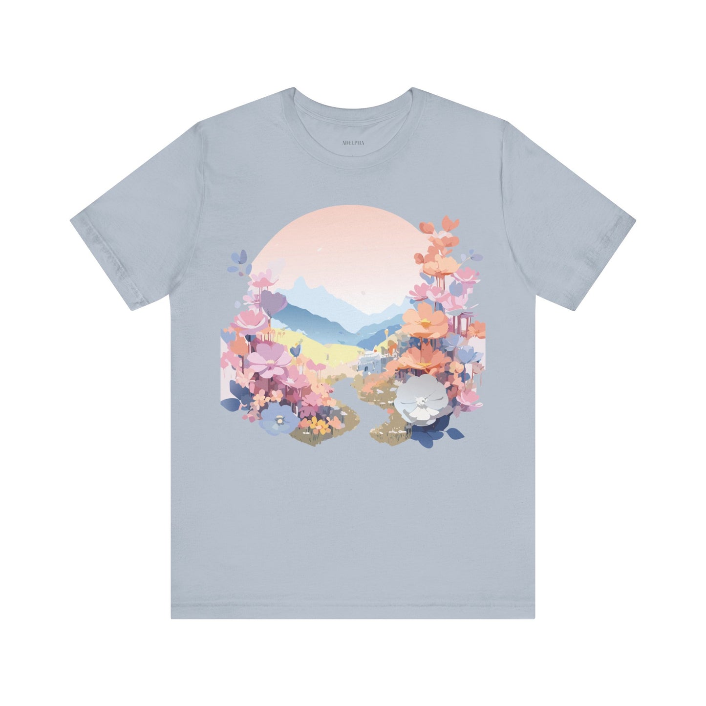 Natural Cotton Tee Shirt with Flowers