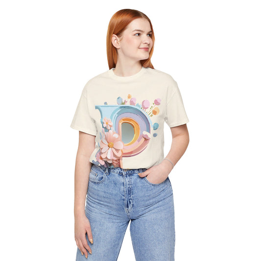 Natural Cotton Tee Shirt - Letters Collection - P Printify